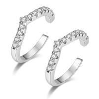 Fashion Øreringe Cuff, Messing, med Cubic Zirconia, Heart, forgyldt, mode smykker & Micro Pave cubic zirconia & for kvinde, flere farver til valg, 15*2mm, Solgt af par