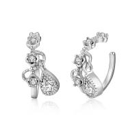 Trendy ear cuffs, Messing, met Cubic Zirconia, Ronde, plated, mode sieraden & micro pave zirconia & voor vrouw, meer kleuren voor de keuze, 14*10mm, Verkocht door pair