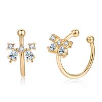 Trendy ear cuffs, Messing, met Cubic Zirconia, Ronde, plated, mode sieraden & micro pave zirconia & voor vrouw, meer kleuren voor de keuze, 14*7mm, Verkocht door pair