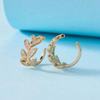 Pendientes Ear Cuff, metal, con cúbica circonia, Esférico, chapado, Joyería & micro arcilla de zirconia cúbica & para mujer, dorado, 13.50x9mm, Vendido por Par