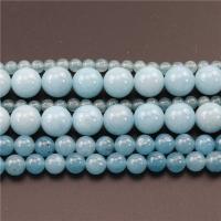 Gemstone Jewelry Beads Aquamarine Round polished DIY blue Sold By Strand