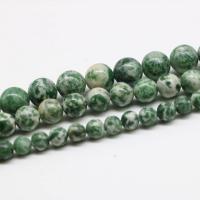 Natural Green Spot Stone Beads Round polished DIY Sold Per Approx 15 Inch Strand