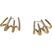 Pendientes Ear Cuff, metal, chapado, Joyería & micro arcilla de zirconia cúbica & para mujer, libre de níquel, plomo & cadmio, 13mm, Vendido por Par