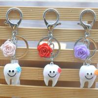 Zinc Alloy Key Clasp with Acrylic random style & portable & Unisex mixed colors 2.5CM Sold By PC