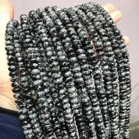 Snowflake obsidian perler, Abacus, poleret, du kan DIY, 8x5mm, Ca. 78pc'er/Strand, Solgt af Strand