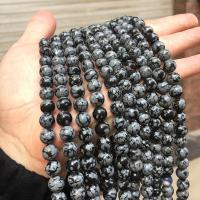 Snowflake obsidian perler, Runde, poleret, du kan DIY & forskellig størrelse for valg, Solgt af Strand