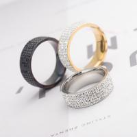 Strass roestvrij staal vinger ring, plated, uniseks & verschillende grootte voor keus & met strass, meer kleuren voor de keuze, Maat:6-13, Verkocht door PC