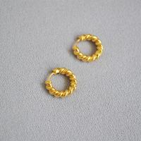 Messing Huggie Hoop Earring, gold plated, voor vrouw, 15mm, Verkocht door pair