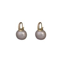 Brass Leverback Earring with Plastic Pearl plated micro pave cubic zirconia & for woman nickel lead & cadmium free Sold By Pair