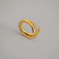 Messing Manchet Finger Ring, gold plated, Verstelbare & voor vrouw, Maat:7, Verkocht door PC