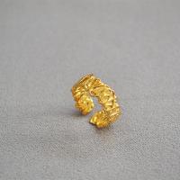 laiton Cuff Bague, Placage de couleur d'or, Réglable & pour femme, 6mm, Vendu par PC