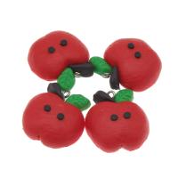 Polymer Clay Pendants Apple DIY red 28*26*10mm Sold By Bag