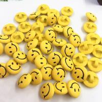 Botão de liga de zinco, estufagem de verniz, Com cara do smiley & DIY & fosco, amarelo, níquel, chumbo e cádmio livre, 14x8mm, Aprox 100PCs/Bag, vendido por Bag