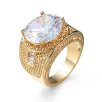 Cubic Zircon Brass δάχτυλο του δακτυλίου, Ορείχαλκος, με Cubic Zirconia, χρώμα επίχρυσο, διαφορετικό μέγεθος για την επιλογή & για τη γυναίκα, λευκό, νικέλιο, μόλυβδο και κάδμιο ελεύθεροι, Sold Με PC