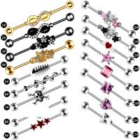 Rustfrit stål Ear Piercing Smykker, Stainless Steel, med Cubic Zirconia, mode smykker & Unisex & forskellige stilarter for valg, flere farver til valg, Solgt af PC