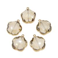 KRISTALLanhänger, Kristall, mit Messing, Blume, plattiert, DIY & facettierte, Crystal Clear, 27*23*12mm, Bohrung:ca. 1mm, 5PCs/Tasche, verkauft von Tasche