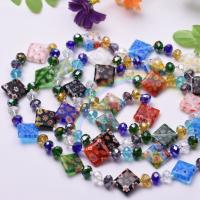 Sweater halskettingen, Lampwork, Square, voor vrouw, multi-gekleurde, Per verkocht 31.49 Strand