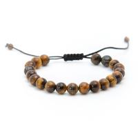 Přírodní Tiger Eye Náramky, Tygří oko, Kolo, unisex, Prodáno za 7.5 inch Strand