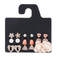 Pendientes de Perno de Aleación de Zinc, chapado, micro arcilla de zirconia cúbica & para mujer, libre de níquel, plomo & cadmio, Vendido por Set