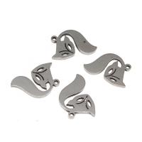 Edelstahl Tieranhänger, Fuchs, plattiert, DIY, Silberfarbe, 14*11*1mm, verkauft von PC