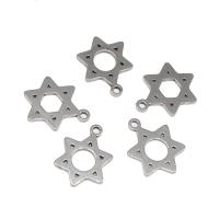 Roestvrij stalen sieraden Hangers, Roestvrij staal, Hexagram, plated, DIY, zilver, 15*11*1mm, Verkocht door PC