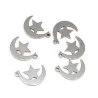 Ciondoli gioielli in acciaio inox, Luna, placcato, DIY, argento, 13*10*1mm, Venduto da PC