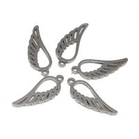 Rustfrit stål smykker Vedhæng, Stainless Steel, Wing Shape, forgyldt, du kan DIY, sølv, 17*6*1mm, Solgt af PC