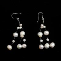 Earrings Pearl Fionnuisce, 925 Sterling Silver, le Pearl Fionnuisce, do bhean, bán, 7x60mm, Díolta De réir Péire