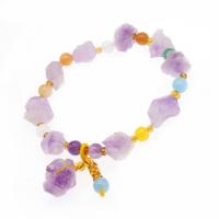 Gemstone Armbånd, Ametyst, Donut, poleret, mode smykker, lilla, 14*14*8mm, Solgt Per Ca. 7.5 inch Strand