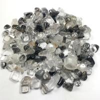 Black Rutilated Quartz Kraal, Chips, verschillende grootte voor keus & geen gat, zwart, Ca 100G/Bag, Verkocht door Bag