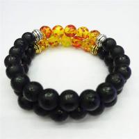 Gemstone Bracelets Amber with Abrazine Stone Round polished Unisex 8mm Sold Per Approx 7.5 Inch Strand