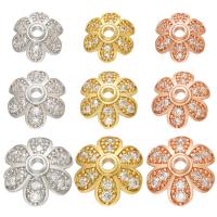 Perlina in ottone a cappuccio, Fiore, placcato, formato differente per scelta & Micro spianare cubic zirconia, nessuno, 10PC/lotto, Venduto da lotto