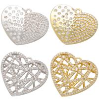 Cubic Zirconia Micro Pave Brass Pendant Heart plated & micro pave cubic zirconia Approx 1.2mm Sold By Lot