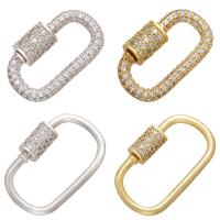 laiton porte-clés mousqueton, Placage, styles différents pour le choix & pavé de micro zircon, plus de couleurs à choisir, 17x28.50mm, 10PC/lot, Vendu par lot