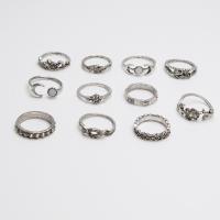 Sinc Alloy Ring Set, Donut, plátáilte, dath agus patrún difriúil do rogha & méid fáinne measctha, dathanna níos mó le haghaidh rogha, 14-15mm, Díolta De réir Socraigh