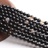 Natural Black Agaat kralen, Zwarte Agaat, Ronde, gepolijst, DIY & verschillende grootte voor keus, zwart, Per verkocht 38 cm Strand