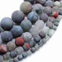 Afrikaanse Bloodstone Kraal, Ronde, DIY & verschillende grootte voor keus & frosted, gemengde kleuren, Verkocht door Strand