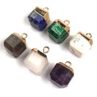 Gemstone Vedhæng Smykker, Ædelsten, med Zinc Alloy, Square, guldfarve belagt, du kan DIY, flere farver til valg, 10x15mm, Solgt af PC