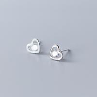 925 Sterling Silver Stud Earrings plated for woman & with rhinestone 5.50mm Sold By Bag