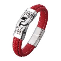 De Armband van mensen, Microfiber PU, met Roestvrij staal, mode sieraden, rood, Verkocht door Strand