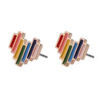 Lo zinco in lega Stud Earring, lega in zinco, gioielli di moda & smalto, multi-colore, 2Pairspaio/borsa, Venduto da borsa