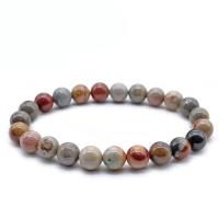 Gemstone Bracelets Picture Jasper Round Unisex multi-colored Sold By Strand