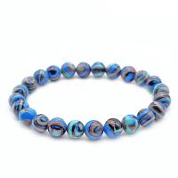 Fashion Turquoise Bracelets Round Unisex blue camouflage Sold By Strand