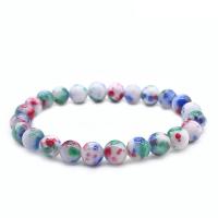 Gemstone Bracelets Pale Brown Jade Round Unisex multi-colored Sold By Strand