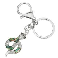 Key Chain, Messing, Snake, forgyldt, Bæredygtig & slidstærkt & med cubic zirconia, flere farver til valg, nikkel, bly & cadmium fri, 24x35x5mm,30x2mm,23x44x5.5mm, 5Strands/Lot, Solgt af Lot