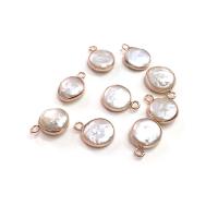 Sladkovodní Pearl Přívěsky, s Mosaz, barva pozlacený, DIY, bílý, 13x8mm, Prodáno By PC