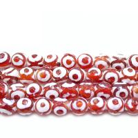 Perline naturali lacci in agata, agata pizzo, Cerchio, DIY, cammuffamento rosso, 8mm, Appross. 45PC/filo, Venduto per Appross. 14.2 pollice filo