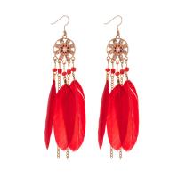 Mode Feather Earring, Zinc Alloy, met Veer, Vintage & mode sieraden, meer kleuren voor de keuze,  8cm, 2pC's/Bag, Verkocht door Bag