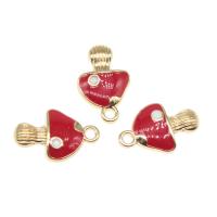 Emaille hangers met zink legering, Zinc Alloy, met glazuur, paddestoel, plated, DIY, rood, 17*10*3mm, Gat:Ca 2mm, 100pC's/Bag, Verkocht door Bag