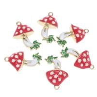 Zinc Alloy Enamel Pendants mushroom plated DIY red 26*18*5mm Approx 2mm Sold By Bag